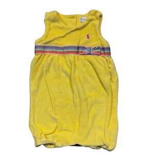 Ralph‎ Lauren Baby Girl 6 Months Yellow Terry Romper Rainbow Belt Preppy Easter